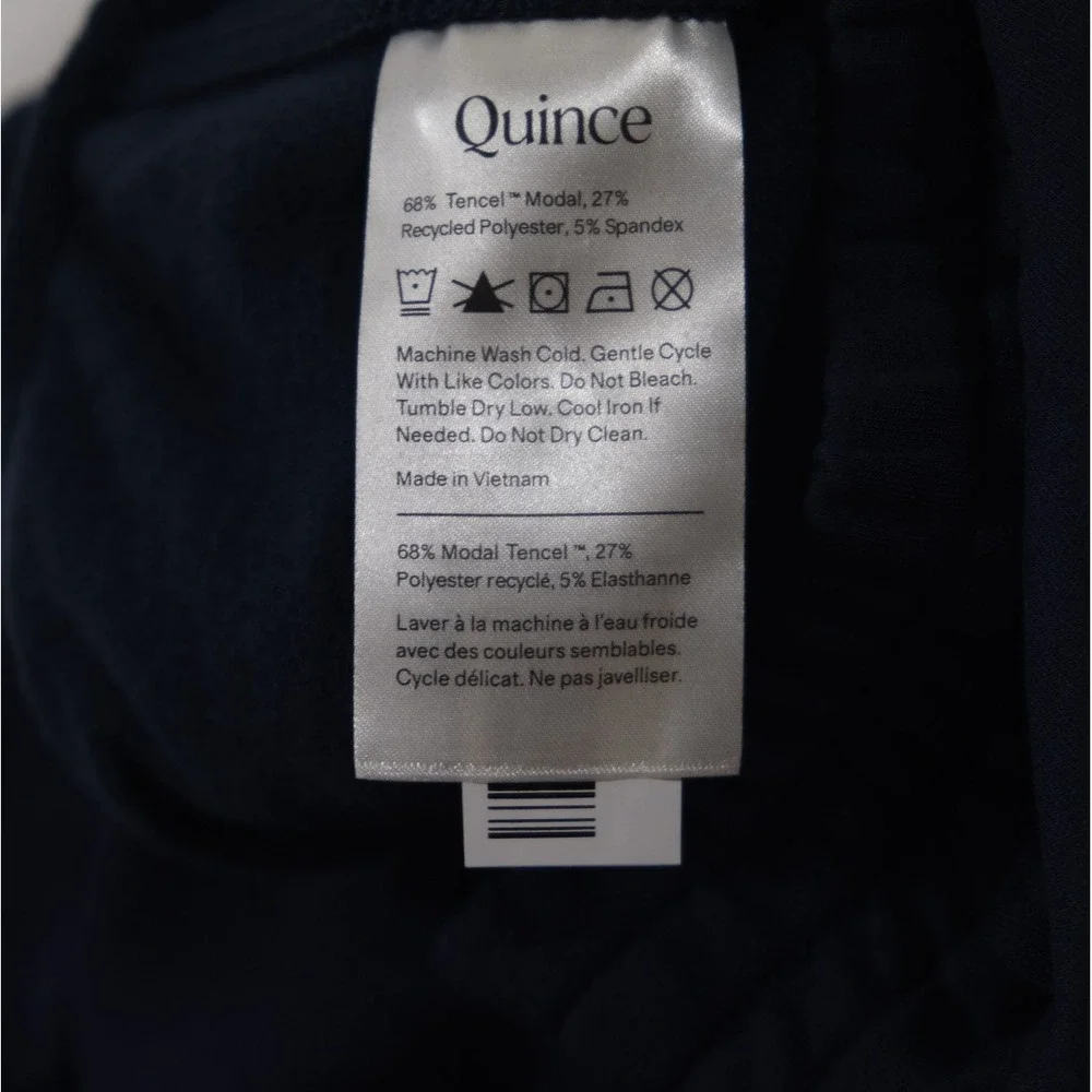 Quince Joggers Women L Navy SuperSoft Fleece Joggers Casual Drawstring Pockets